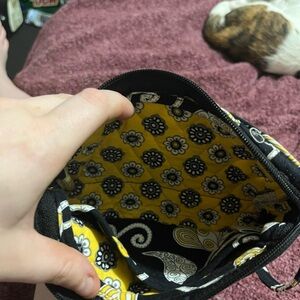 Vera Bradley Black and Yellow Cosmetic Bag with Vibrant Pattern